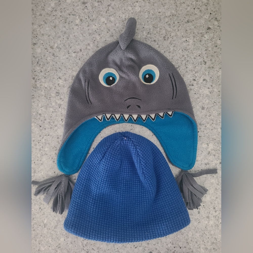 2 Toddler Winter Hats Children's Place Blue Shark